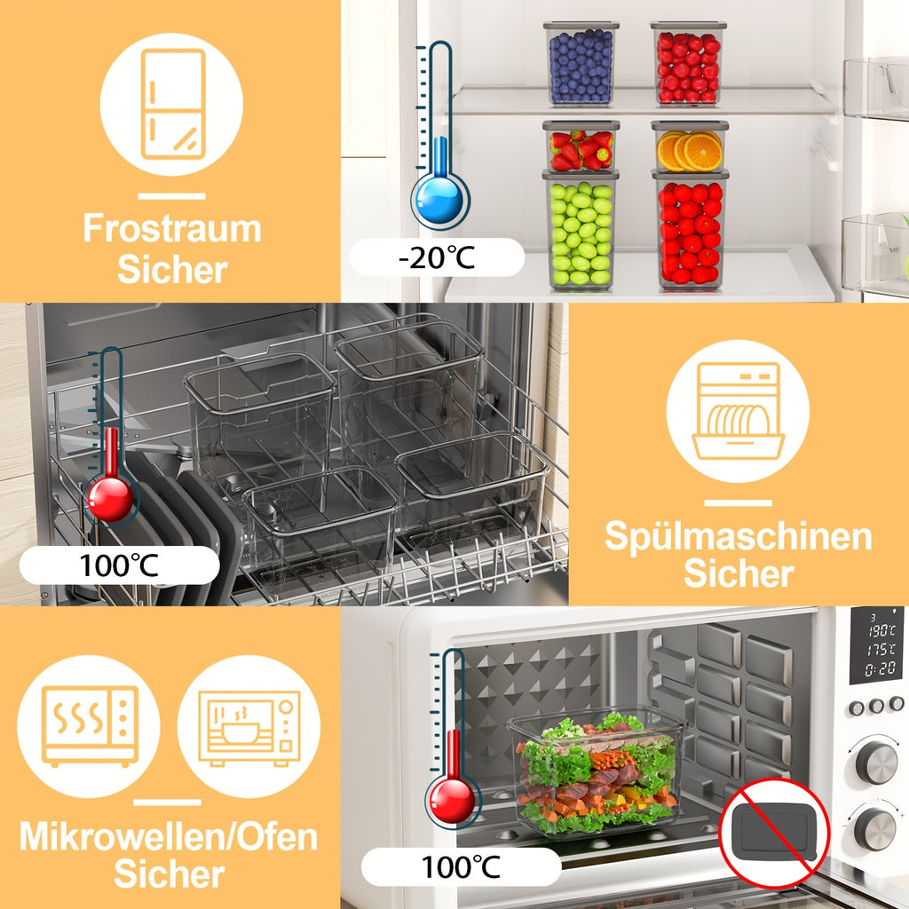 Kit di 52 contenitori per alimenti in plastica sigillati - 26 contenitori + 26 coperchi | Speciali per cereali/farina/semi di caffè/flakes di mais - Articolo da cucina con coperchi