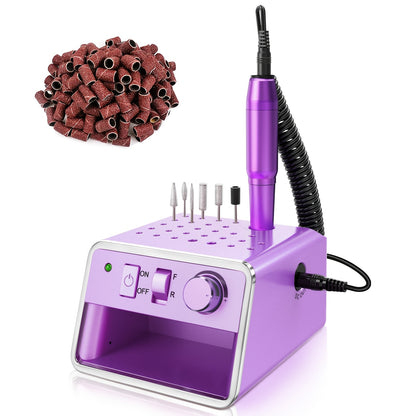 Kit Portatile per Trapano Unghie Elettrico 20.000 RPM con Multiple Frese e Strisce Leviganti, Per la Rimozione di Acrilici Gel Polishing Nail Salon Casa, Rosa