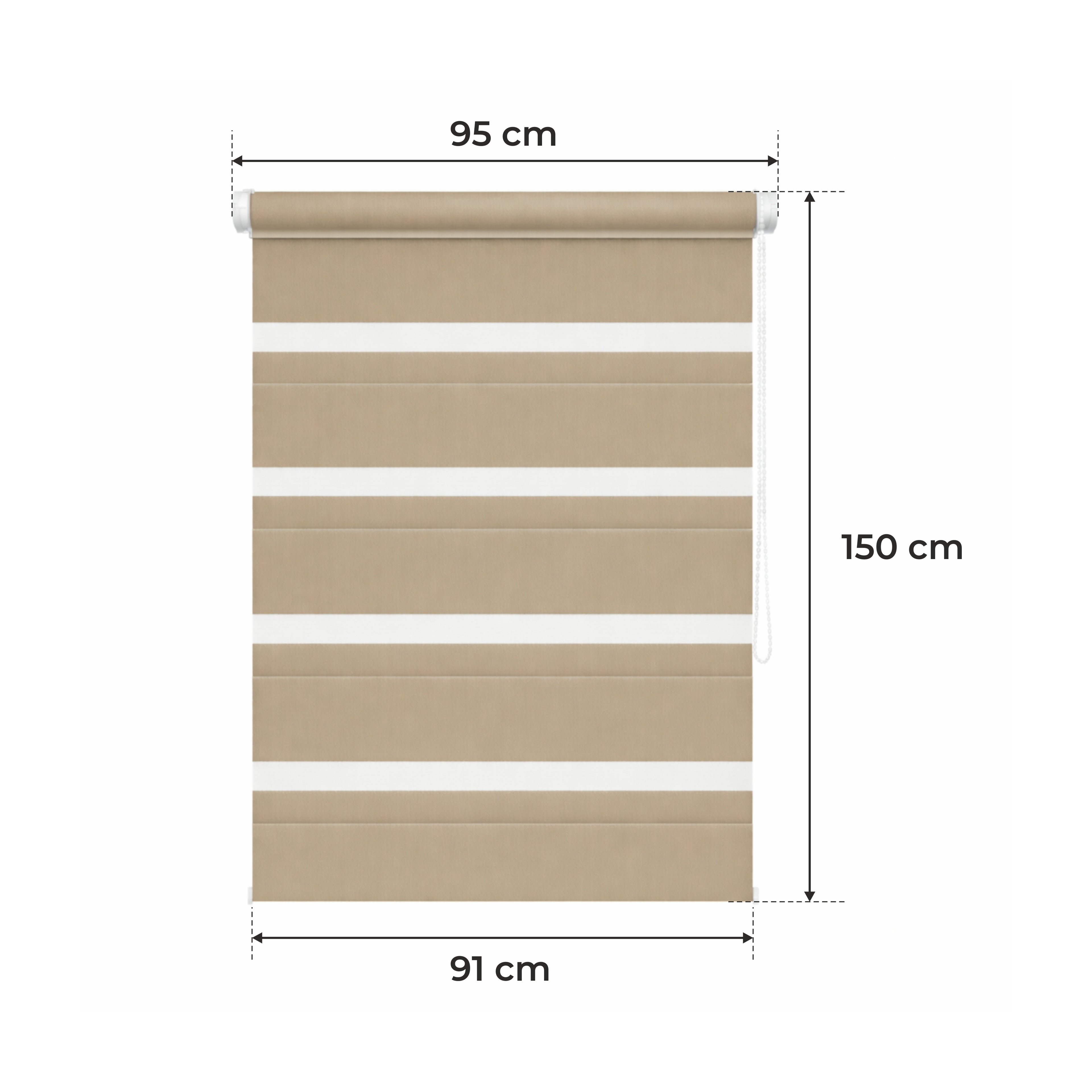Tenda a rullo giorno e notte - MARRONE CHIARO - 32 misure - BOJANEK DAY & NIGHT - Installazione finestra non invasiva, nessuna foratura richiesta, regolazione a catena, supporti regolabili per vari spessori di finestra, design moderno, protezione dalla lu