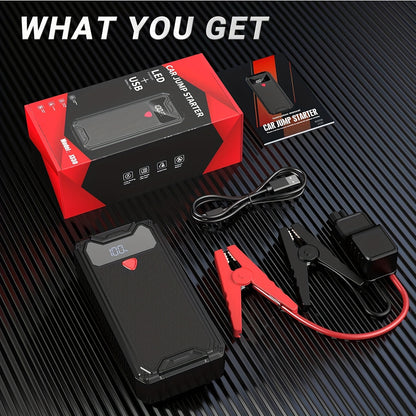 Avviatore di Emergenza per Auto/Moto, 6000A 10000mAh 12V Scatola Avvio (fino a 10L Benzina/8L Diesel), Batteria Portatile Power Bank, LED e 2 Uscite USB