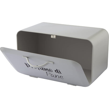 Baroni Home Portapane Grigio Antracite | Beige con Apertura Frontale e Chiusura Ermetica 34x19x17 cm, Cassetta Pane in Metallo, Scatola Contenitore per Pane e Panini Proteggi Freschezza, Anti-mosche, Ideale per Pane Fatto in Casa, Porta-Pane Design Modern
