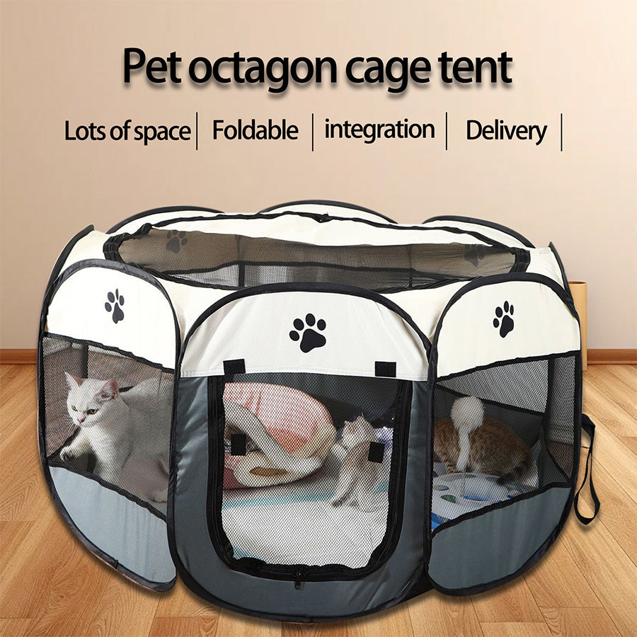Penna per animali domestici Gatto Maternità Penna per animali domestici ottagonale Cassa per animali domestici pieghevole Penna per cani di grande spazio Penna per gatti