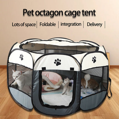 Penna per animali domestici Gatto Maternità Penna per animali domestici ottagonale Cassa per animali domestici pieghevole Penna per cani di grande spazio Penna per gatti