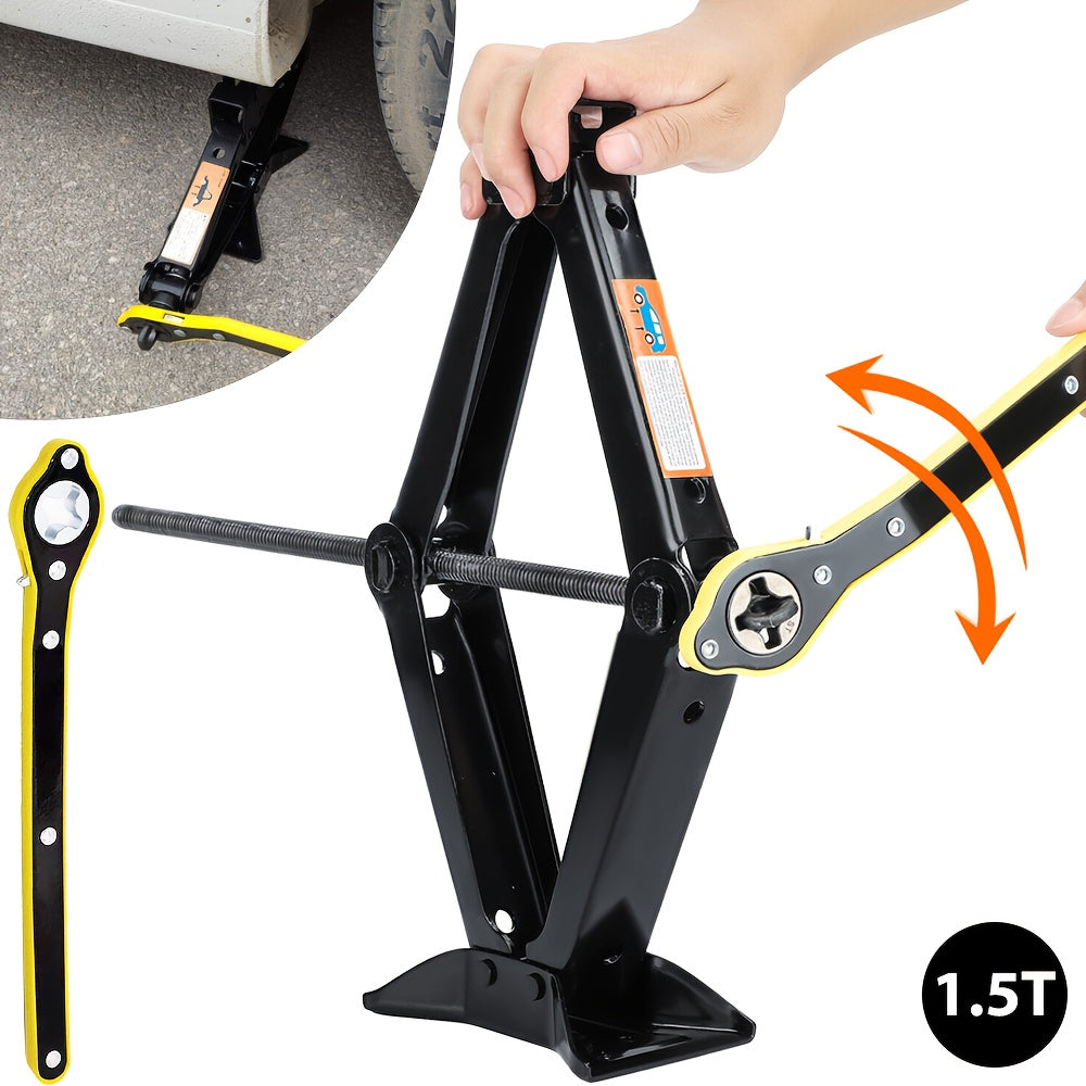 Cric Auto 1.5T, Cric Auto 1.5 Ton, Cric a Forbice Salvaspazio, Materiale in Acciaio ad Alta Resistenza, Antiruggine e a Risparmio Energetico - Altezza di Sollevamento 10-33.5 Cm - Adatto per Auto, SUV, Berline e Furgoni, Cric Auto Professionale, Attrezzo