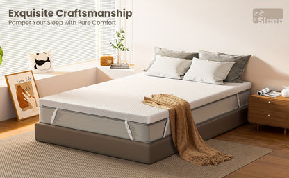 KERDOM Coprimaterasso in Memory Foam con Spessore 7,5 cm e Fasce Antiscivolo, Due Livelli di Durezza Gel Topper Materassi Rimovibile Lavabile a Macchina, Schiuma Traspirante al Carbone Bambù per Camper Misura Completa 90/120/160/180 x 200cm