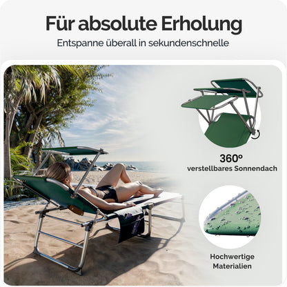 CASARIA® Set da 2 pezzi Lettino prendisole pieghevole in alluminio con cappelliera e tasca laterale, capacità di carico 150 kg, sedia sdraio da giardino resistente alle intemperie