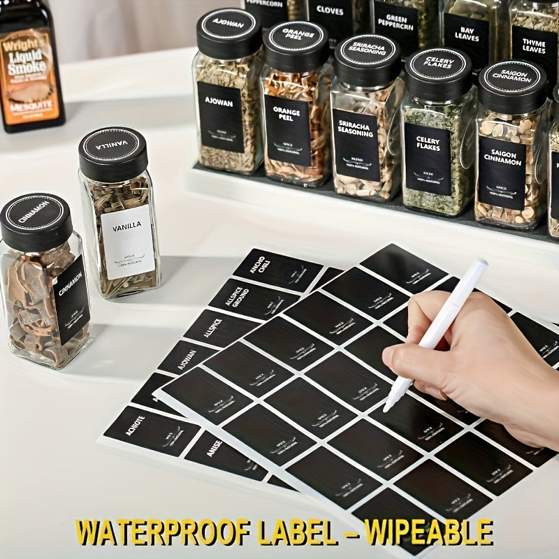 Set di 12/24/36 barattoli quadrati in vetro per spezie con etichette, contenitori ermetici da 4oz, coperchi agitatori a vibrazione e tappi di plastica sigillati, imbuto pieghevole incluso, barattoli decorativi MDecorative