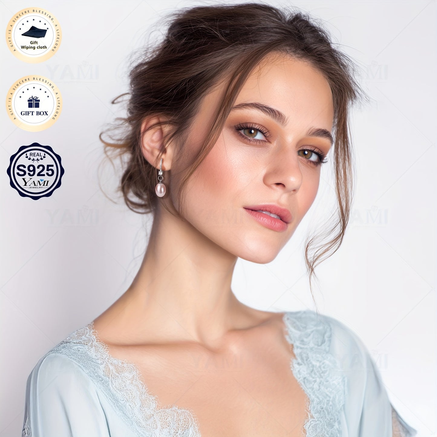 Set Scatola Regalo YAMI, Orecchini a Clip con Perle d'Acqua per Donna, Orecchini con Perle d'Acqua , Bianco/Viola/Nero Orecchini Ipoallergenici in Argento Sterling 925, Adatti come Gioielli Regalo per Donna per Ogni Occasione, Regali di Compleanno, Regali