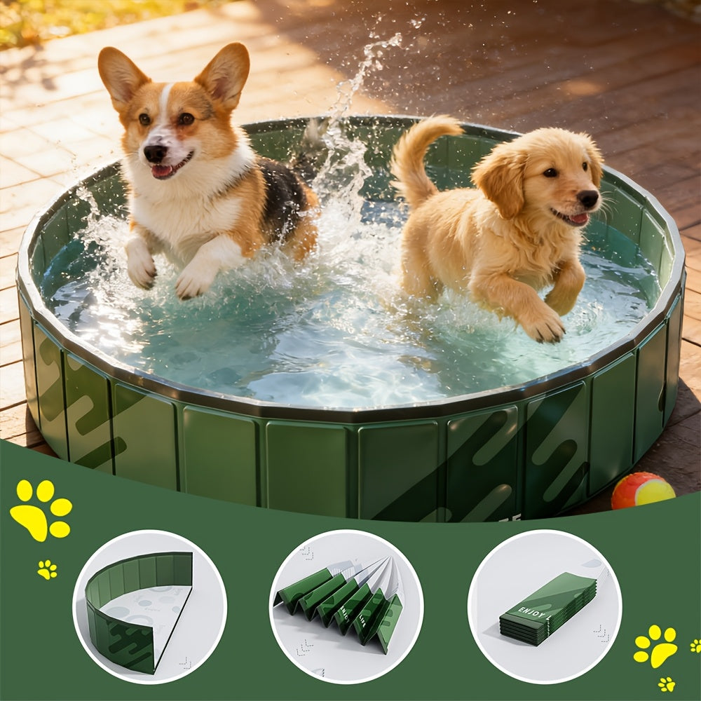 Vasca rinfrescante portatile per animali domestici, 1 pezzo, piscina pieghevole per cani, realizzata in PVC resistente, facile da montare, perfetta per il gioco e il bagno estivo all'aperto