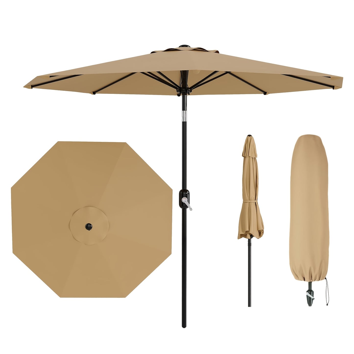 Ombrellone da esterno rettangolare 200X125Cm UPF 50+ Protezione UV - Altezza regolabile, inclinazione a 45 gradi con borsa per il trasporto e staffa per ringhiera balcone - Struttura antiruggine resistente alle intemperie per giardino terrazza balcone spi