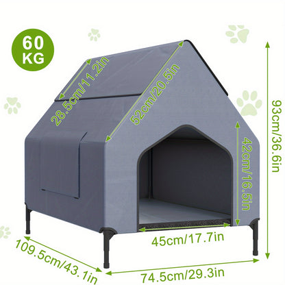 Casina per Cani Grigia con Porta e Finestra, Adatta per Uso Interno/Esterno