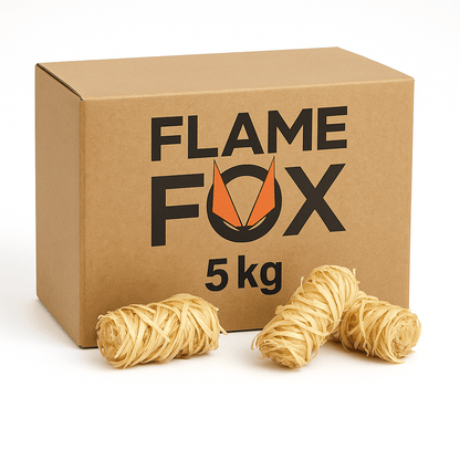 FLAME FOX Lana di Ignizione XXL 10Kg Realizzata con Lana di Legno & Cera I Accendino per Camino & Accendino per Grill per Camino, Forno & Braciere
