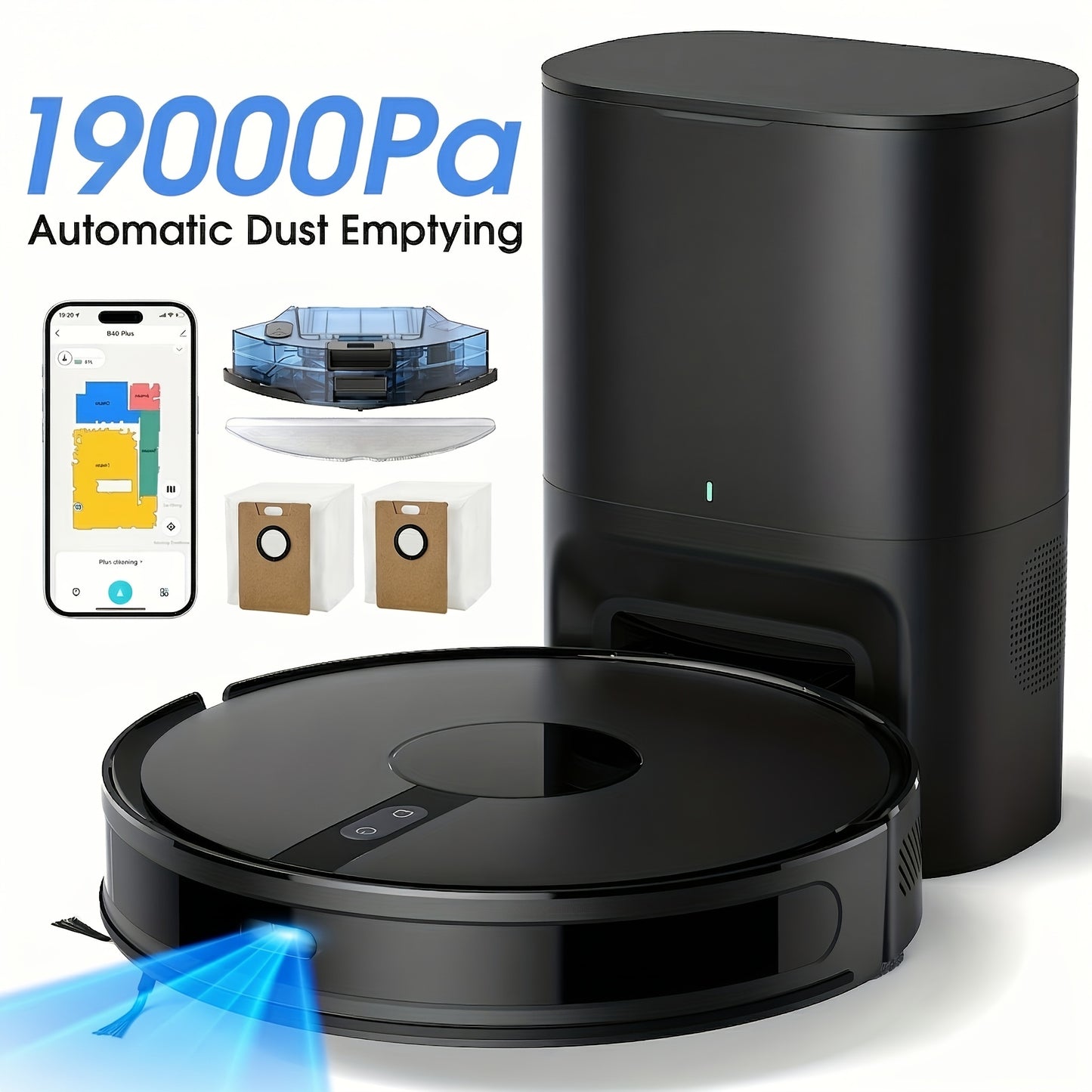 Lubluelu 2025 Ultimo Robot Aspirapolvere e Lavapavimenti B40Plus/Sl60D - Forte Aspirazione 5100Pa, Autovuoto, Mappatura Multi-Piano, Soluzione di Pulizia 3-in-1 per Peli di Animali Domestici, Tappeti e Pavimenti Duri con Funzione di Auto-Ricarica
