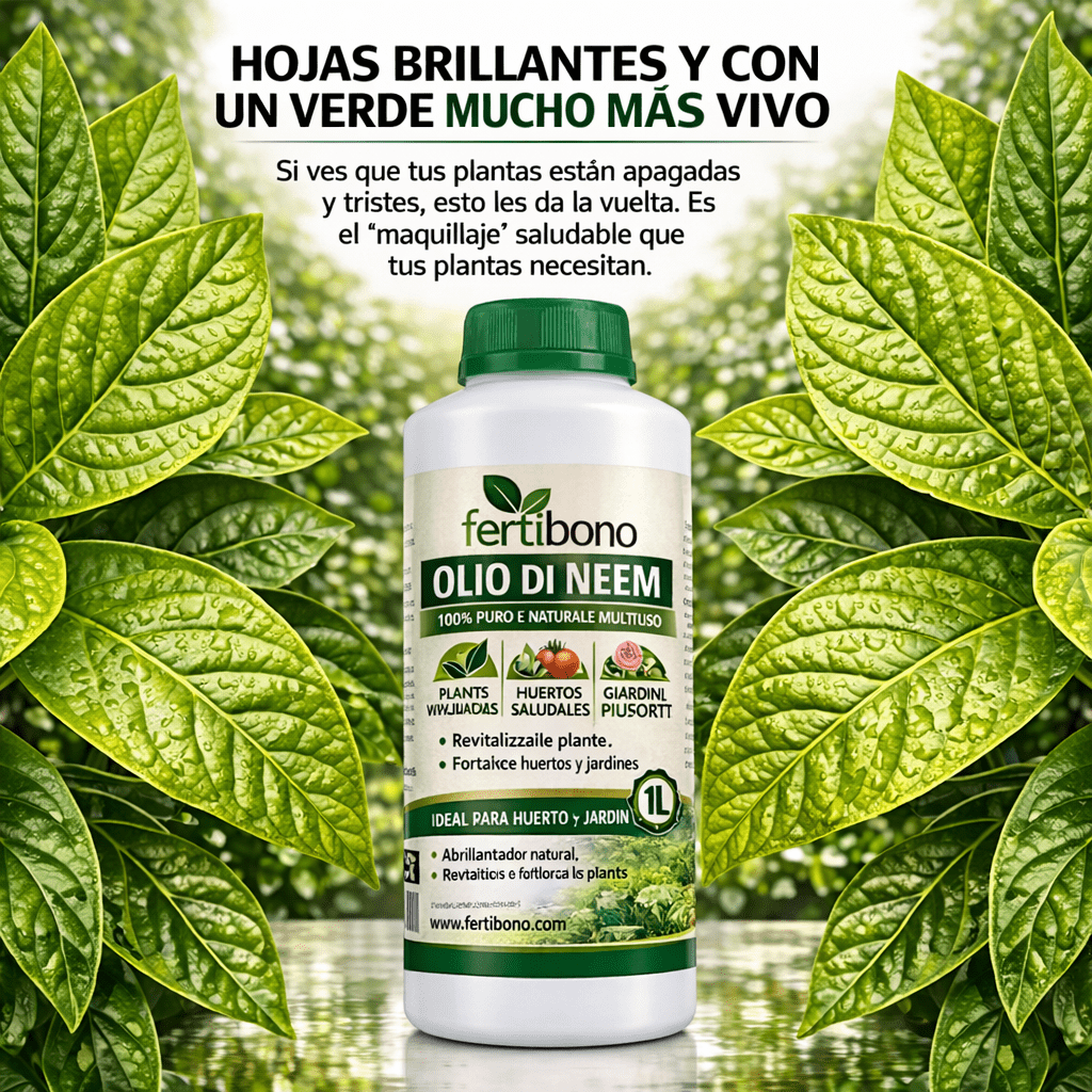 FERTIBONO Olio di Neem 100% Puro, 500 ml, Spremuto a Freddo | Multiuso per Piante, Orto e Giardino