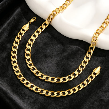 Magazzino Locale, Argento 925, Set Due Pezzi Dorato (Bracciale, Collana), Grammage Argentato 10G, Stile Hip Hop Street, Regalo Perfetto, Bellissima Confezione Regalo Offerta