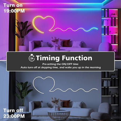 Striscia LED Neon RGB Smart Potenziata di Mexllex con Controllo App/Remoto, Vari Modalità, Timer e Sincronizzazione Musicale per Gaming e Decorazioni per la Stanza