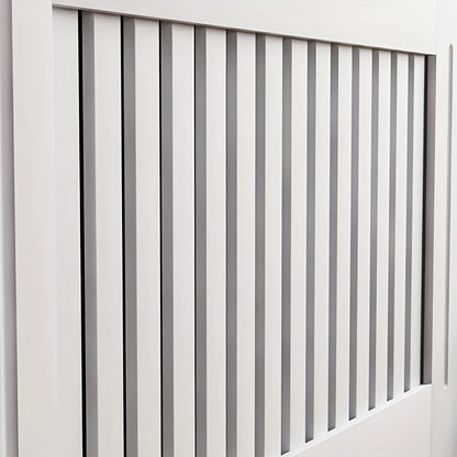 Pannello copriradiatore extra alto 92 cm/27" - Autoportante - Adatto per radiatori orizzontali/verticali, pannello con porta, ripiano e barriera con vano portaoggetti, unità da assemblare