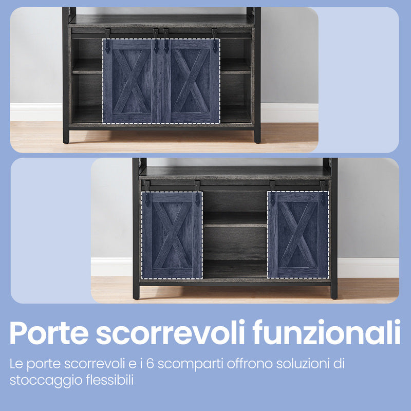Armadio contenitore, credenza, mobile da cucina con due ante scorrevoli, dimensioni 33 x 100 x 80 cm, ripiani regolabili, stile rustico, adatto per cucine.