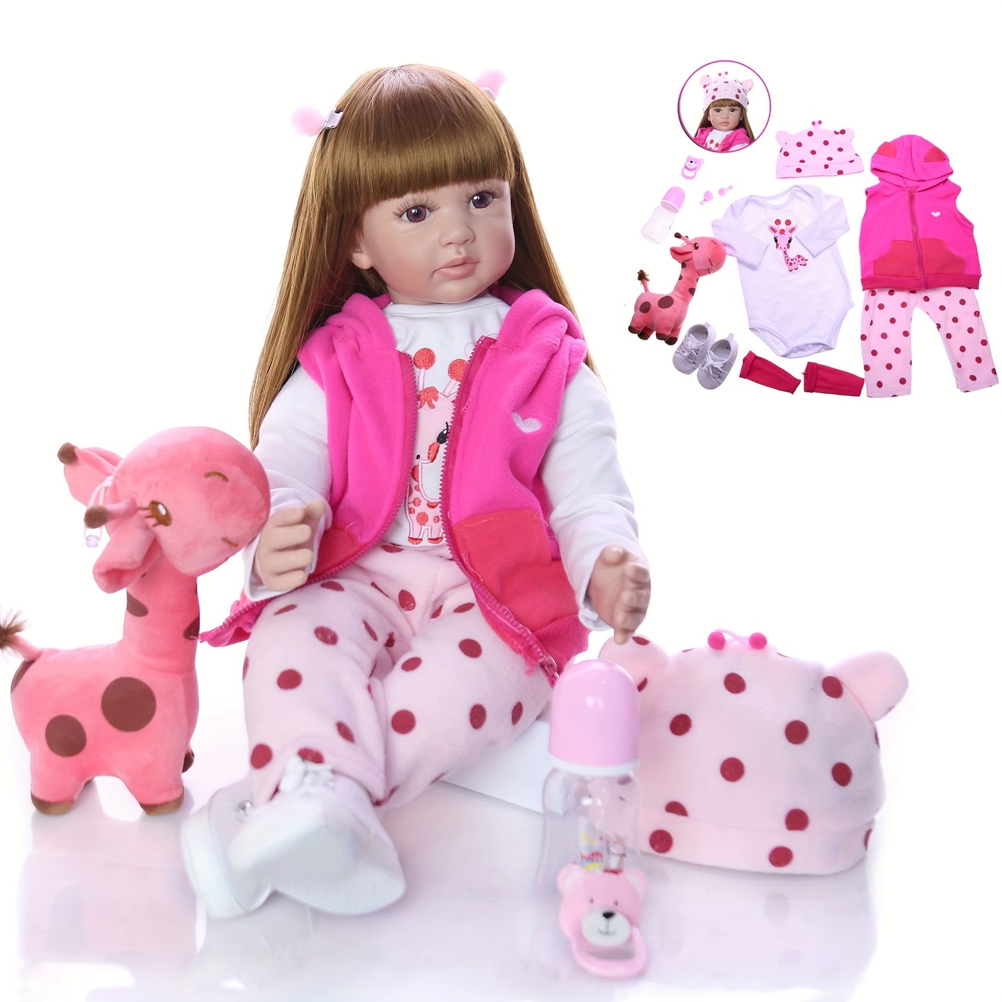 Bambola Rebirth 22 Pollici (55 cm) Bambola Neonata Carina, Assolutamente Realistica, Viene Fornita con Vestiti e Accessori Giocattolo, Adatta a Bambini di Età Superiore