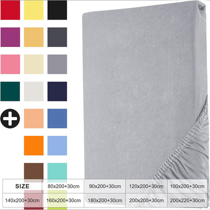 Lenzuolo con Angoli 100% Jersey, con Angoli Elastici e Volant da 30cm, Lenzuolo Ipoallergenico e Traspirante, Adatto per Materassi da 90x200 a 200x220, Lenzuolo con Angoli 100% Jersey, Lenzuolo con Angoli King Size, Lenzuolo con Angoli con Tasca Profonda,