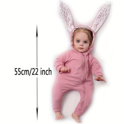 Bambola Reborn Morbida 22 pollici/55 cm, Principessa Bionda Elegante, Bambola Dipinta a Mano, Il Regalo Perfetto per Bambini!