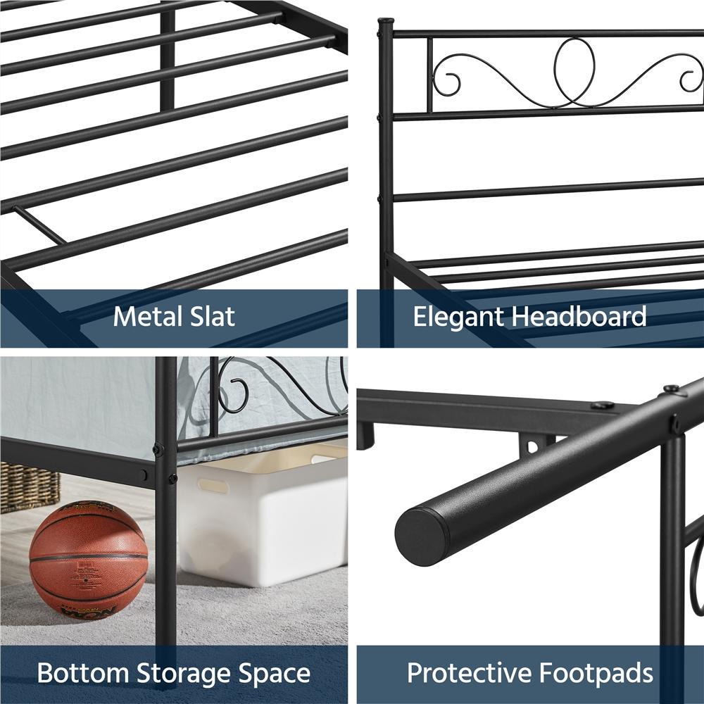 Costoffs Struttura Letto Stile Rustico Moderno in Metallo con Testiera Elegante e Pediera per Appartamento Camera da Letto Stanza degli Ospiti Studio