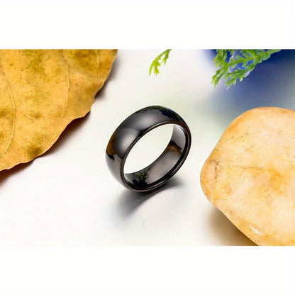 Anello a Cupola Classico da 8 mm Nero Comfort Fit in Carburo di Tungsteno per Uomo, Donna e Unisex, Ideale per Anniversario, Fidanzamento e Matrimonio