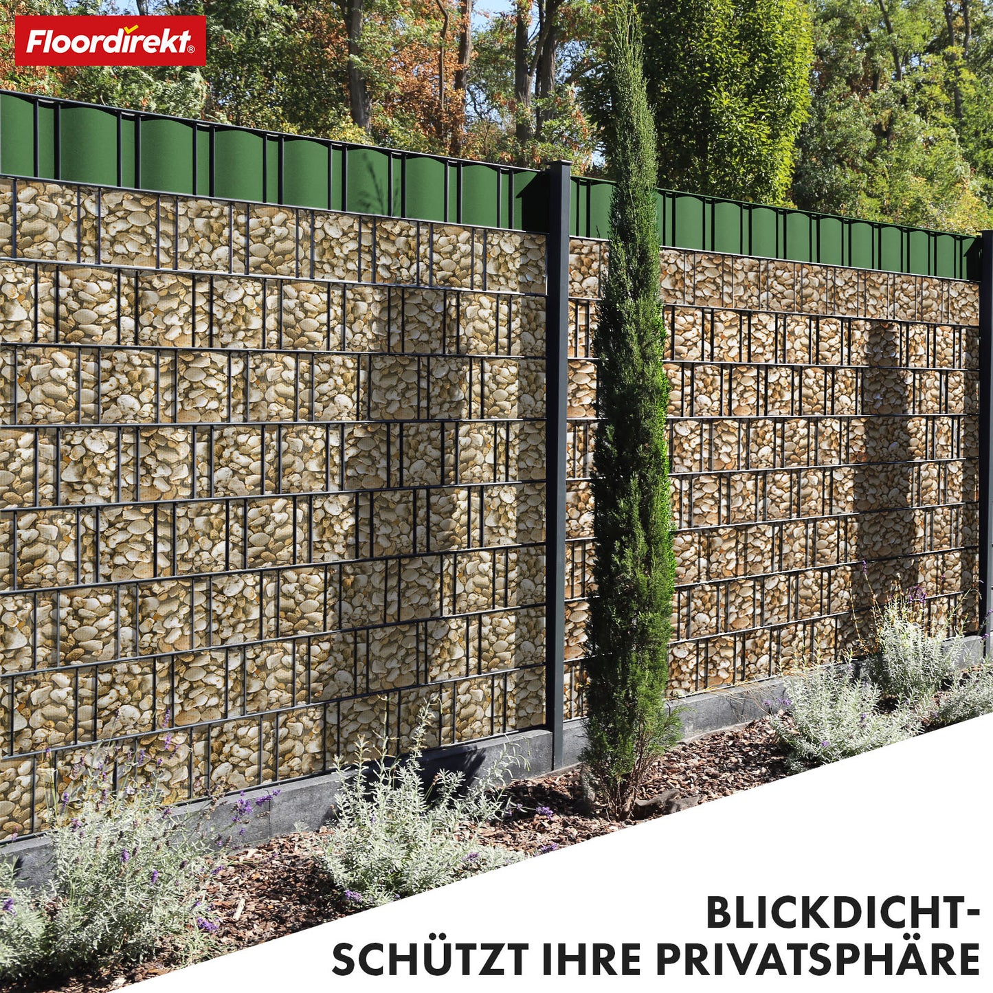 Striscia PVC per Privacy per Recinzione a Doppio Filo – Rotolo da 35m, Altezza 19cm, Include 20 Clip, Disponibile in 3 Colori e 4 Design