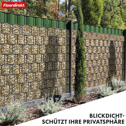 Striscia PVC per Privacy per Recinzione a Doppio Filo – Rotolo da 35m, Altezza 19cm, Include 20 Clip, Disponibile in 3 Colori e 4 Design