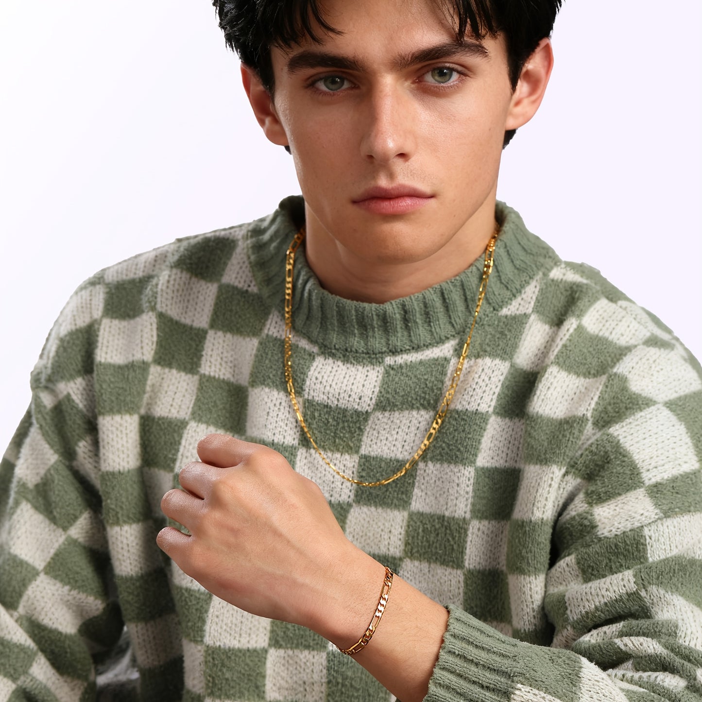 Set di gioielli da donna in argento 925, collana Figaro e bracciale, regalo per serate romantiche, San, Natale, festività, con confezione regalo inclusa