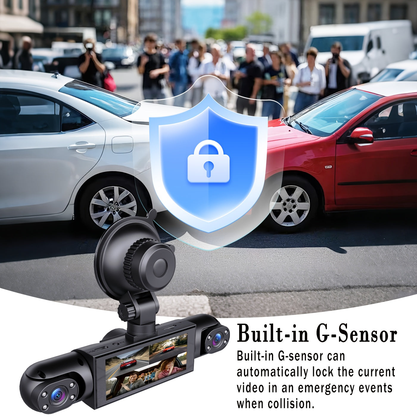 BCUOZ Kit Telecamera Auto 360° Panoramica 3/4 Lente 1080P Full HD, 1080P Anteriore e 720P Posteriore/Sinistra/Destra Copertura Totale, Display Quad-Screen, Super Visione Notturna, WDR, G-Sensor, Registrazione in Loop - Accessori Auto/Cam Dash Cam/Cassa Ne