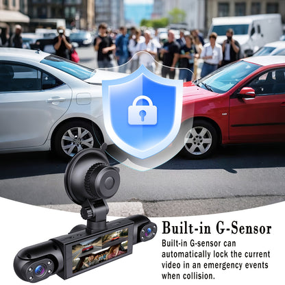 BCUOZ Kit Telecamera Auto 360° Panoramica 3/4 Lente 1080P Full HD, 1080P Anteriore e 720P Posteriore/Sinistra/Destra Copertura Totale, Display Quad-Screen, Super Visione Notturna, WDR, G-Sensor, Registrazione in Loop - Accessori Auto/Cam Dash Cam/Cassa Ne
