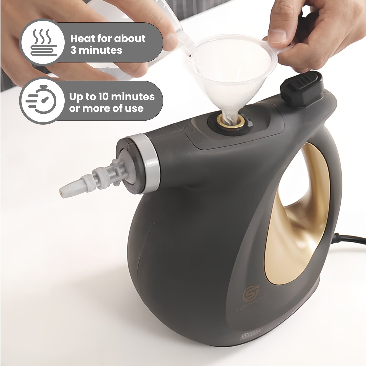 SUPERLEX Pulitore a Vapore Portatile, Essenziali per la Pulizia di Natale e Regalo Perfetto per Natale, Vapore ad Alta Pressione da 3.5Bar con Serbatoio Acqua da 350Ml, Ugello Girevole a 180°