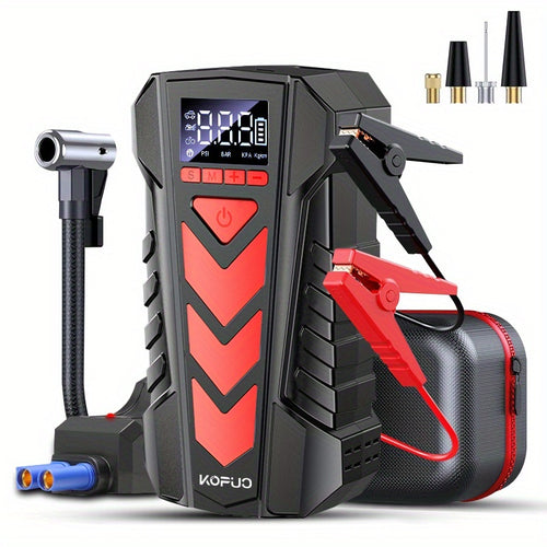 KOPUO 4000A Avviatore di Emergenza per Auto con Compressore d'Aria (9.0L Benzina/8.0L Diesel) 150PSI Avviatore di Batteria Auto Portatile, Jump Box Gonfiatore Pneumatici con Torcia LED, Display LCD, Custodia