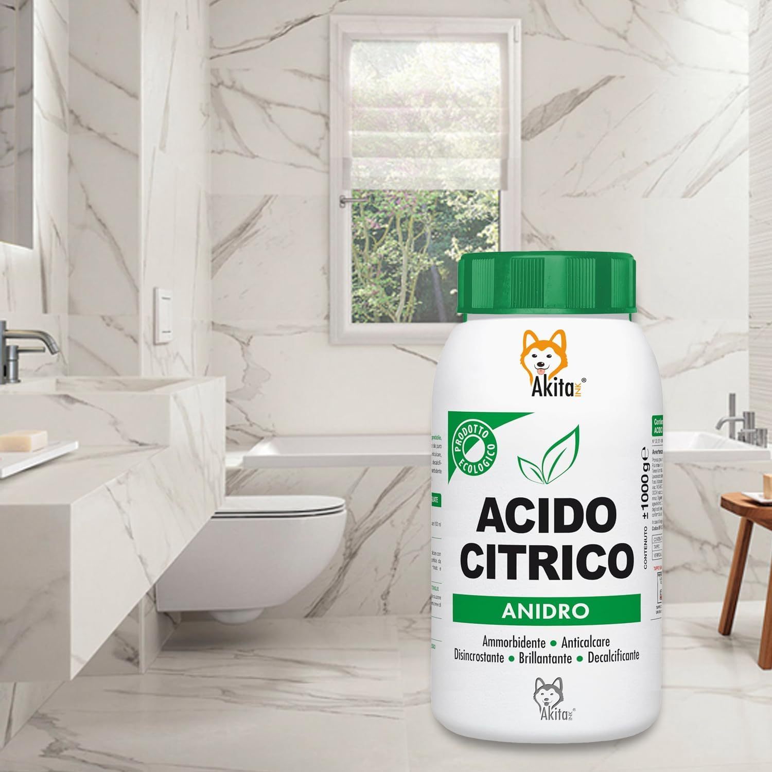 Akitaink Acido Citrico in Polvere, Multiuso per Pulizia e Igiene della Casa: Ammorbidente, Anticalcare, Brillantante, Disincrostante, Decalcificante - 2 kg