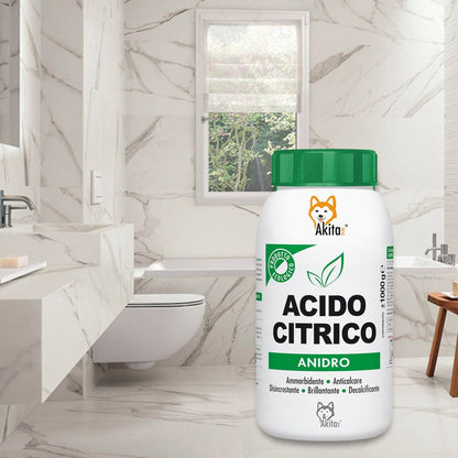 Akitaink Acido Citrico in Polvere, Multiuso per Pulizia e Igiene della Casa: Ammorbidente, Anticalcare, Brillantante, Disincrostante, Decalcificante - 2 kg