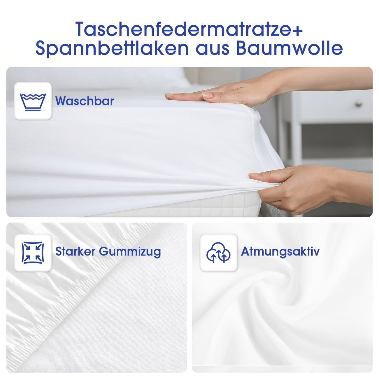 Qualità Premium | Materasso Gronfont 80x200/90x190/90x200, 100x200/120x200, 140x190/140x200, 160x200/180x200 cm, Materasso a Molle Insacchettate Premium, Materasso Ergonomico a 7 Zone, Altezza 25 cm, Grado di Fermezza H3, Materasso a Molle con Lenzuolo co