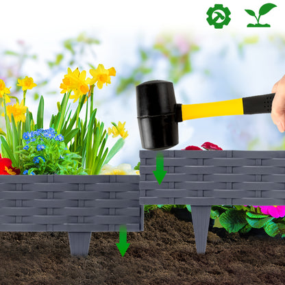 Bordura per prato flessibile 100 cm, bordo per pavimentazione effetto rattan, bordo in plastica per aiuole, pietra per la delimitazione del giardino, set di palizzate, sostituzione di pietre per bordure per prato