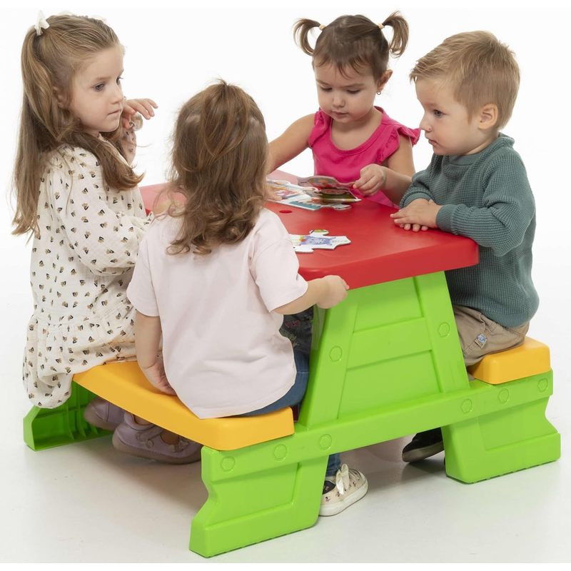 Gruppo di sedute per bambini da esterno - Tavolo da picnic con panche, resistente alle intemperie, vari colori