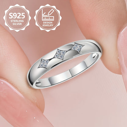 Anello da donna in argento sterling 925, squisito e alla moda, elegante e raffinato, intarsiato con zirconi cubici sintetici scintillanti, anello di gioielleria da donna di alto valore, adatto per viaggi di vacanza, uso quotidiano, un regalo commemorativo