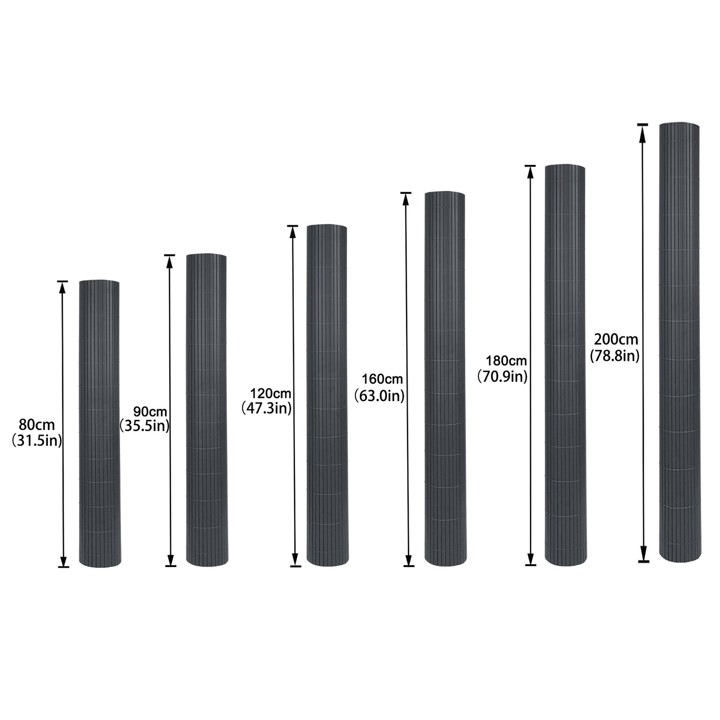 Recinzione decorativa da giardino in PVC a forma di W, schermo per la privacy per balcone con fascetta, antracite, altezza 80-200 cm, adatta per giardino e cortile