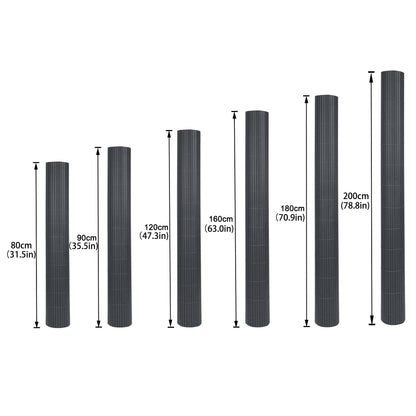 Recinzione decorativa da giardino in PVC a forma di W, schermo per la privacy per balcone con fascetta, antracite, altezza 80-200 cm, adatta per giardino e cortile