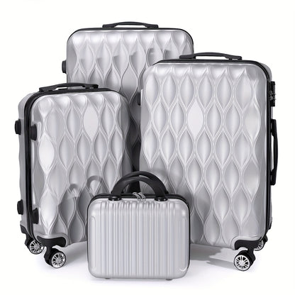 Un Set di 2 o 4 Pezzi di Valigie in ABS con Design a Foglia, Ruote Silenziose Rotanti, Ideali per Viaggi Breve e Lungo Termine, Uso Personale o come Regalo Perfetto