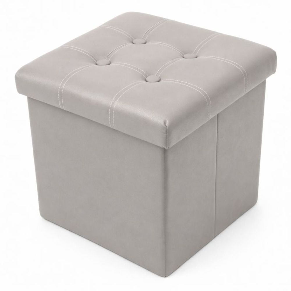 Cecaro Group Pouf Cubo Contenitore in Ecopelle Cecaro Group – 38x38 cm – Seduta Imbottita con Baule Salvaspazio – Trapuntato con Bottoni – Vari Colori