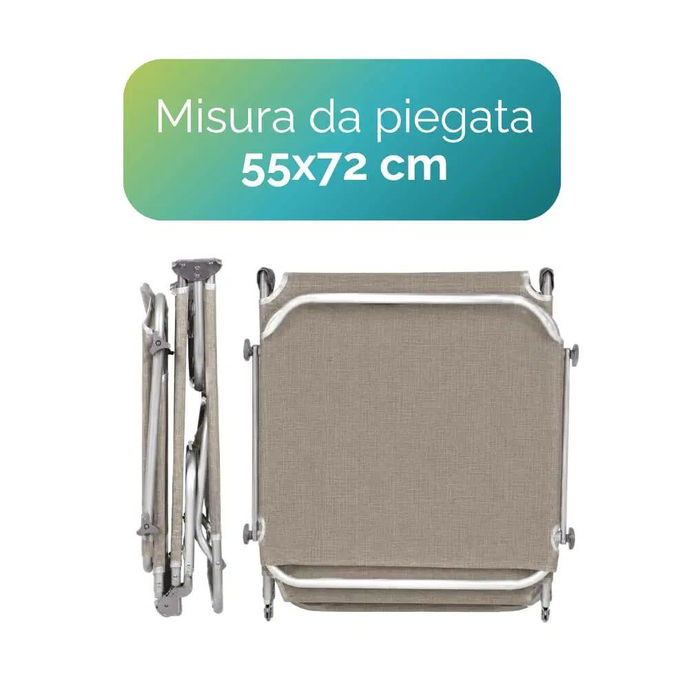 2 Lettini Prendisole Pieghevoli con Tetto Parasole, Misura 180x55x90 cm, Tessuto Textilene, Struttura Metallo Tubolare da 18mm, per Spiaggia, Piscina, Giardino, Peso Max 120kg
