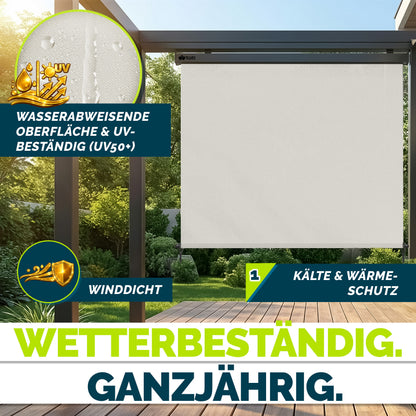 Tenda Verticale Tillvex® per Interni ed Esterni | Tenda Avvolgibile Impermeabile con Manovella per Balcone, Terrazza e Giardino | Tenda Avvolgibile in Alluminio per Protezione Solare | Schermo Privacy per Esterni