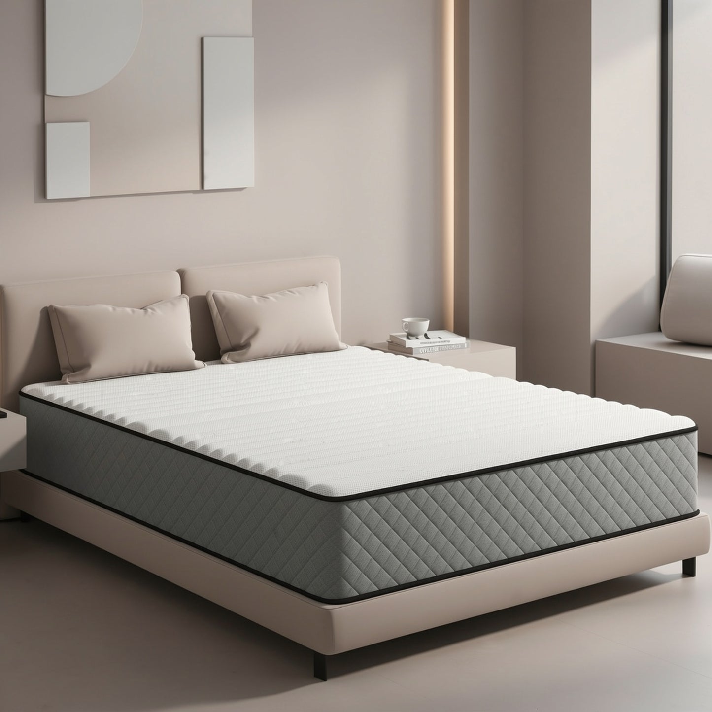 Materasso 7 Zone Livello di Firmezza H3 Altezza 25Cm/21Cm Materasso a Sfere con Memory Foam, Traspirante ed Ergonomico, Nucleo a Molla