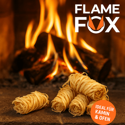 FLAME FOX Lana di Ignizione XXL 10Kg Realizzata con Lana di Legno & Cera I Accendino per Camino & Accendino per Grill per Camino, Forno & Braciere