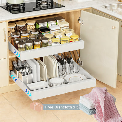 Organizzatore estraibile per armadi, scaffale espandibile con cassetti scorrevoli senza foratura, adatto a cucine e bagni, organizzatore di cassetti estensibili 31-52 cm (nero, bianco)
