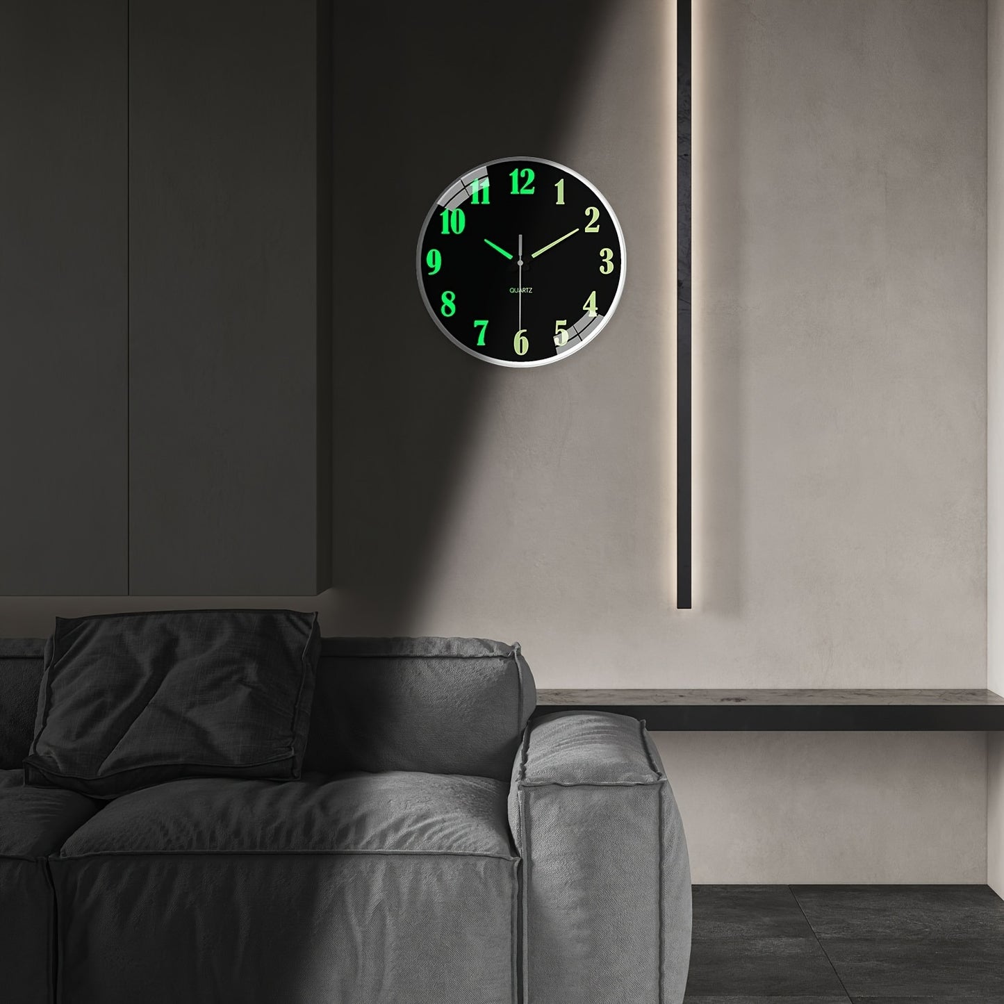 Orologio da parete al quarzo moderno minimalista da 12 pollici con movimento analogico luminoso/ e silenzioso senza ticchettio, alimentato a batteria, adatto per arredo soggiorno, camera da letto, cucina - Meccanismo, plastica/vetro, batteria non inclusa